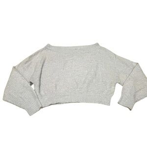 H&M Women's Light Blue Off the Shoulder Cropped Sweater Size Small EUC